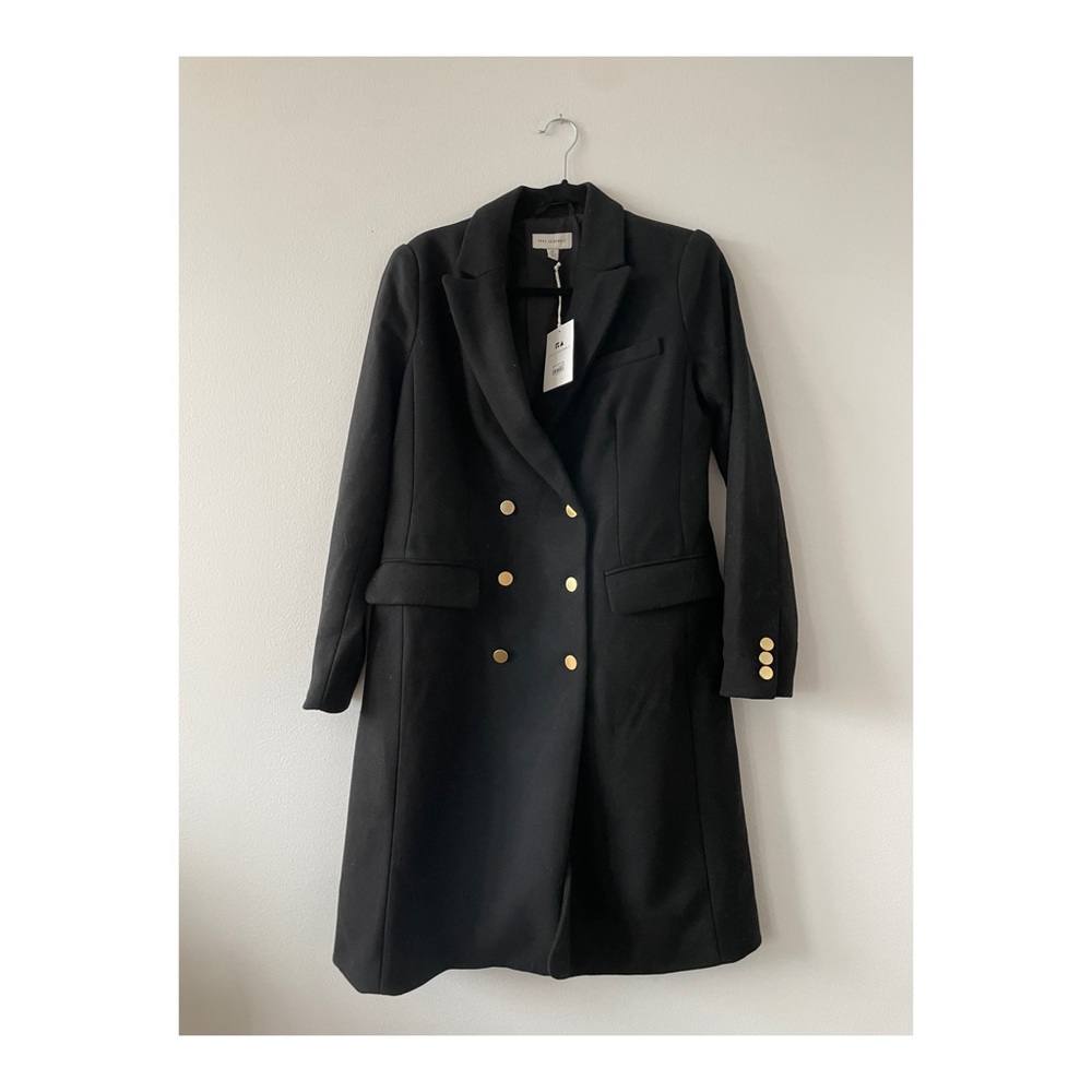 Sophisticated Black Pea Coat with Gold Accents